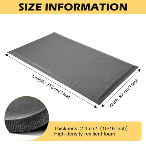 Anti Fatigue Mat 3x7 Ft 15/16" Thick Soft Sponge Ergonomic Mat - size: 84"L x 36.2"W x 0.9"Th