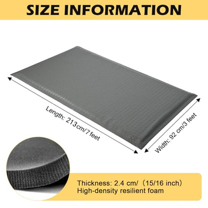 Anti Fatigue Mat 3x7 Ft 15/16" Thick Soft Sponge Ergonomic Mat - size: 84"L x 36.2"W x 0.9"Th