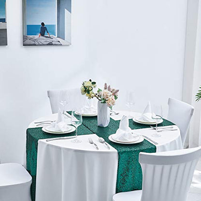 Pufogu 12 x 72 inches Hunter Green Sequin Table Runner, 2 Packs - color: Hunter Green