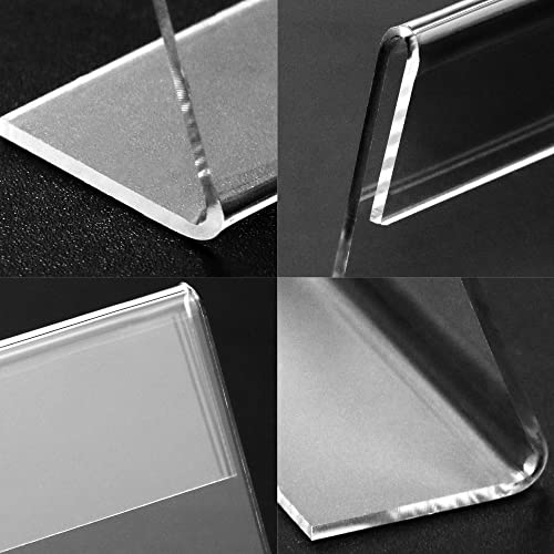 40 Pack Mini Clear Acrylic L-Sign Holders, 3.5 x 2.4 Inch