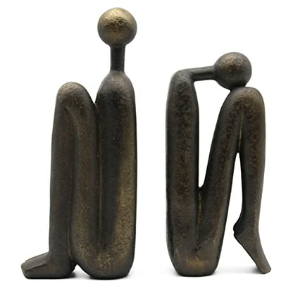 Lukitas Thinker Decorative Bookends, Non-Slip Book Holder, Resin 9'' - color: Bronze Colour