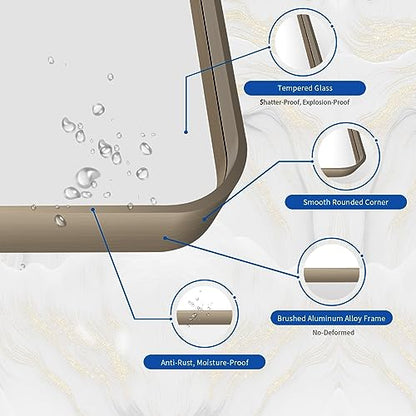 WEER Bronze Bathroom Vanity Mirror 36X36 Inch - color: Bronze, size: 36"L x 36"W