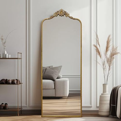Growsun 75''x30'' Arched Antique Full Length Floor Mirror w/Stand - size: 75"L x 30"W