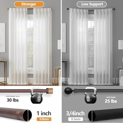 1 Pack Boho Rustic Adjustable Wood Curtain Rod 32-45 Inch, Bronze - color: Bronze, size: 32"-45"|1 PACK