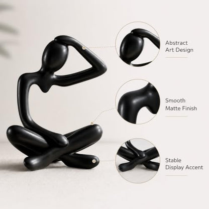 Room Decor Abstract Woman Figurine, Black Modern Plastic Sculpture for Shelf, Desk, Entryway, Bedroom and Living Room Decor