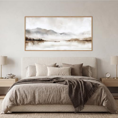 DRACIT Neutral Abstract Mountain Framed Canvas Print Wall Art Set-40"x20" - color: Natural Landscape Wall Art, size: 40"L x 20"W