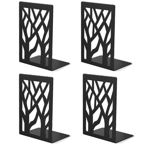 2 Pair Book Ends,Metal Book End Supports for Bookrack Desk - color: Black, size: 2 Pair