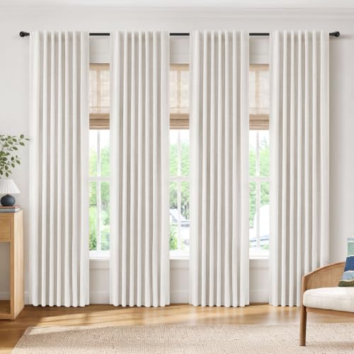 INOVADAY 4 Panels Set Beige Blackout Curtains 84 Inches Long Living Room - color: #02 Beige, size: 42"W x 84"L (Pack of 4)