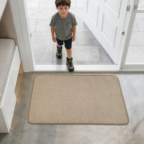 HDFK Dot Front Door Mat Light Brown 30x17inches Non-Slip Low-Profile Indoor - color: Tan, size: 30"x17"