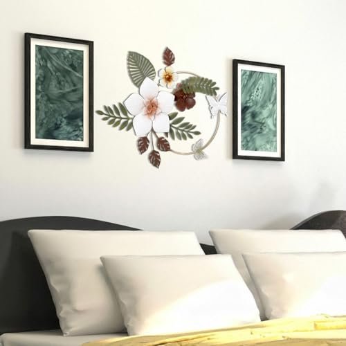 Otoolling 3D Metal Flower Wall Decor - 13.78'' Gold Circle Floral Wall Art