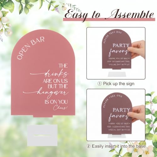 Weysat 4 Pcs Dusty Pink Acrylic Wedding Signs for Ceremony Reception - color: Dusty Pink