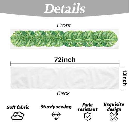 Palm Leaves Table Runners 13x72 Inch, Tropical Palm Leaves Table Runner - color: Watercolor Monstera