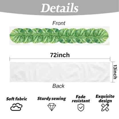 Palm Leaves Table Runners 13x72 Inch, Tropical Palm Leaves Table Runner - color: Watercolor Monstera