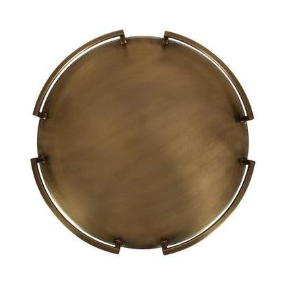 Kate and Laurel Gohana Round Tray with Metal Handles; 16 Inch Diameter; Antique Brass; Modern Glam Serving Tray with Handles for Use as Ottoman Topper or Living Room Decor