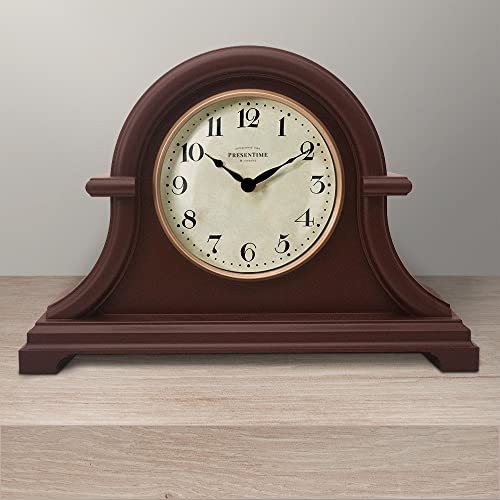 Presentime Mantel Clock Vintage Farmhouse Series - color: Walnut Brown