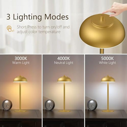 Cordless Table Lamps, Rechargeable LED Touch Lamp, Gold, 2 Pack - color: Gold-Set of 2