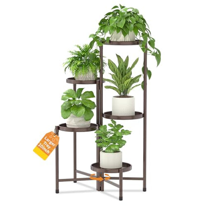 LASZOLA Plant Stand Indoor with 10 Inch Large Metal Tray, 5 Tier Bronze - color: Classic Bronze, size: 5 Tier