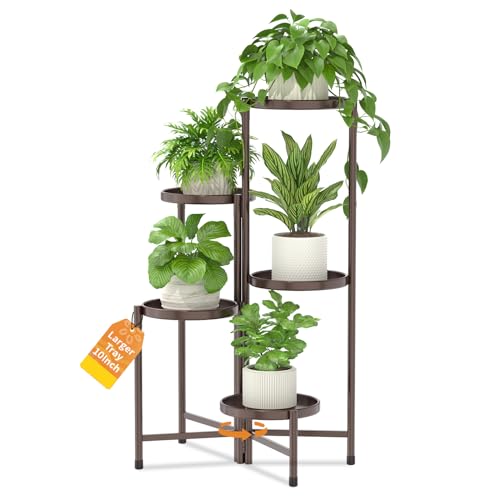 LASZOLA Plant Stand Indoor with 10 Inch Large Metal Tray, 5 Tier Bronze - color: Classic Bronze, size: 5 Tier
