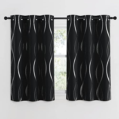 NICETOWN Black Out Curtains for Small Window, 2 Panels, 42 by 48 inch - color: 1 - Black, size: 42"W x 48"L (Pack of 2)