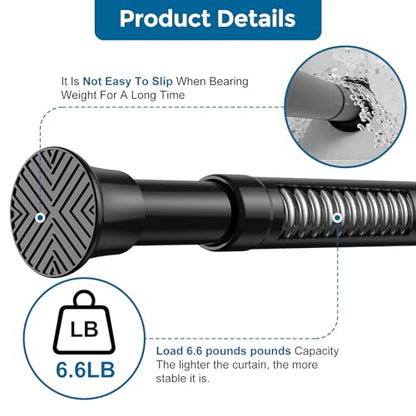 1Pcs Spring Tension Curtain Rod, Black Tension Rod 32-76 Inch - color: Black, size: 30-76inch（1PCS）