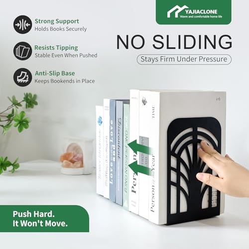 Heavy Duty Metal Bookends for Heavy Books, Non Slip Set of 2