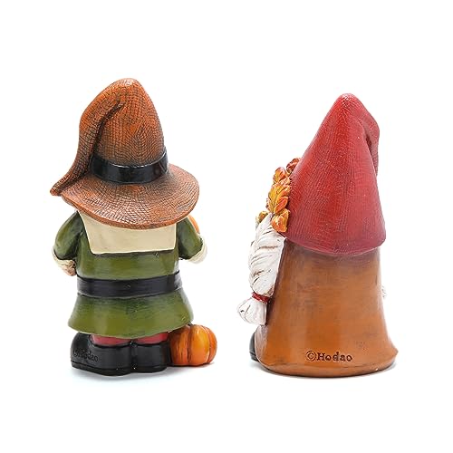Hodao Fall Pumpkin Gnome Figurines, Thanksgiving Decorations, Set of 2 - color: Thanksgiving Gnomes-a