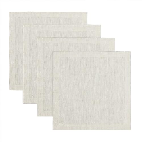 Solino Home 100% 순수 리넨 플레이스 매트 내추럴, 아테나 35.6 x 35.6cm(14 x 14인치), 4개 세트 - color: 01: 라이트 내추럴, size: 14" X 14" (Set of 4)