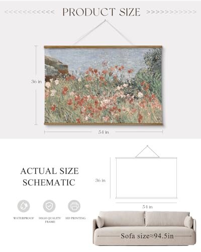 ARPEOTCY Extra Large Framed Wall Art, Seaside Wildflower Prints, 36x54In - color: Beachside Poppies