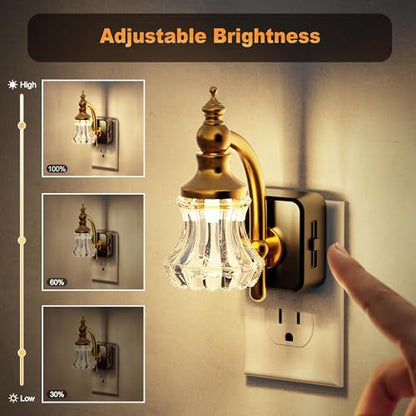 JandCase Night Light, Night Lights Plug into Wall, Glass Flower Nightlight - color: Flower