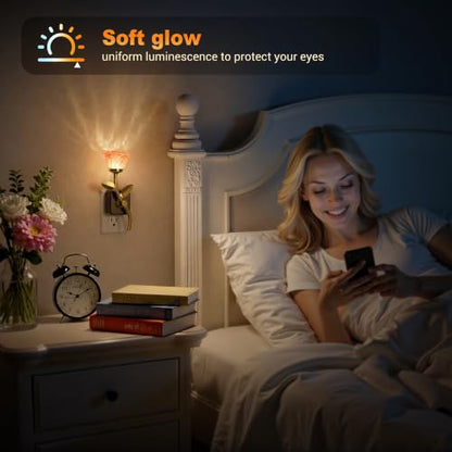 JandCase Night Light, Night Lights Plug into Wall, Rose Crystal Nightlight - color: Rose
