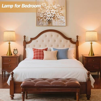 Touch Table Lamps Set of 2, 21" Bedside Lamps with USB C+A, Gold - color: Gold 2pcs