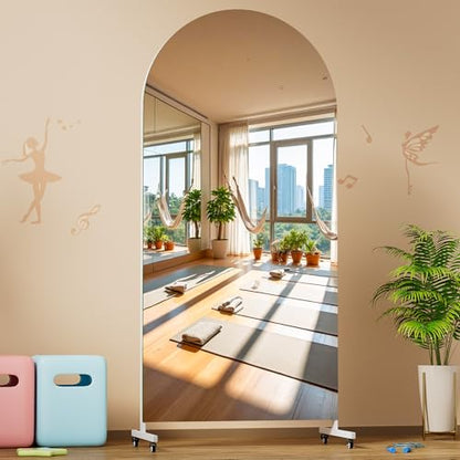 Hasipu 75" x 32" Arched Full Length Mirror on Wheels - size: 75"L x 32"W
