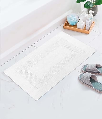 COTTON CRAFT 2 Pack Reversible Bath Mat - Soft Plush Bath Rug -17x24- White - color: White, size: 17x24 Inches