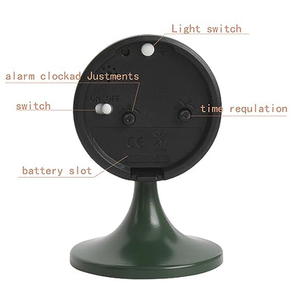3" Round Quartz Analog Metal Alarm Clock Silent Non Ticking Desk Clock | Small Bedside Table Clock with Stand Bedroom Home Office Battery Operated (batteries not included) - color: Green