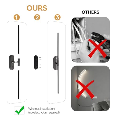 Battery Operated Wall Sconces Set of 2, Wireless Wall Light