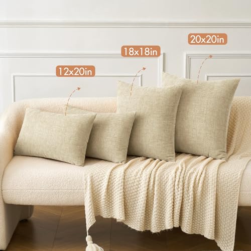 MIULEE Soft Chenille Throw Pillow Covers Beige 16x16 Inch Pack of 2 - color: Beige, size: 16" x 16" (Pack of 2)