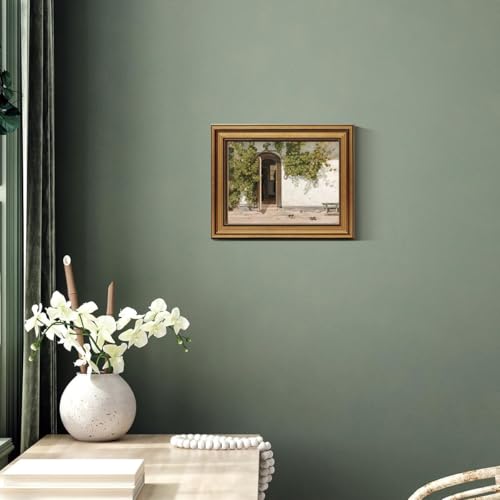 Ivy-Covered Doorway Vintage Gold Framed Wall Art 8x10 inch - color: 16-Cottage doorway, size: 8x10