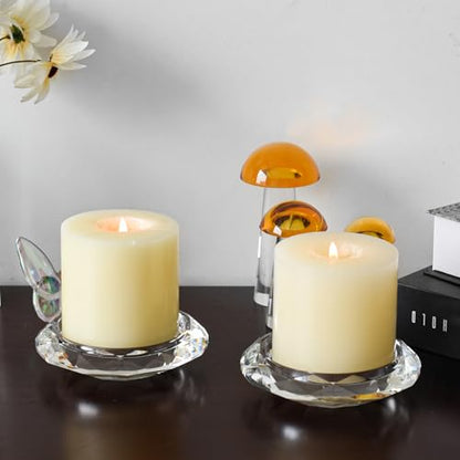 Crystal Taper Candle Holders, Set of 2 Crystal Decorative Candle Stand Centerpiece for Table Wedding Dinning Party