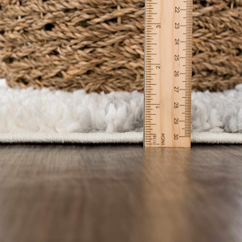 Hauteloom Winnebago Moroccan Farmhouse Living Room Bedroom Shaggy Area Rug - Bohemian Shag Rug - Plush High Pile - Southwestern Boho Soft Carpet - Grey, Off White, Beige - 6'7" x 9' - color: Gray, Cream / Gala, size: 6'7" x 9' (Rectangular)