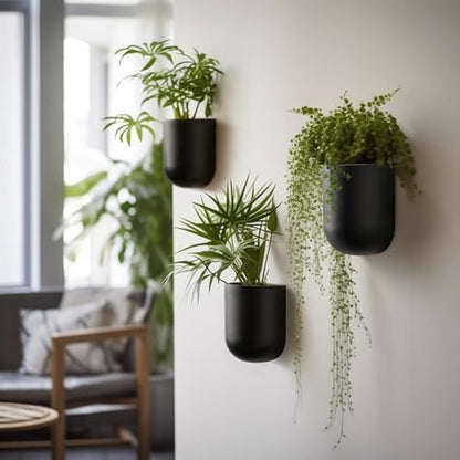 LA Jolie Muse Wall Planters for Indoor Plants, Hanging Flower Pots, 2 Pack - color: Gunmetal Grey