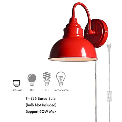 Mini Gooseneck Wall Sconce, 2-Way Mount with Switch, Red - color: Red