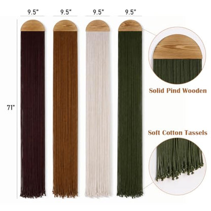 Mokof 4 Pack Macrame Wall Hanging for Boho Home Decor, 71" Long - size: 71"L x 9.5"W