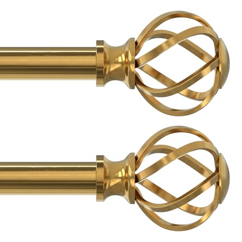 2 Pack Gold Curtain Rod 30-42 Inch, Adjustable Curtain Rods for Windows - color: Brass Gold, size: 30"-42"|2 Pack