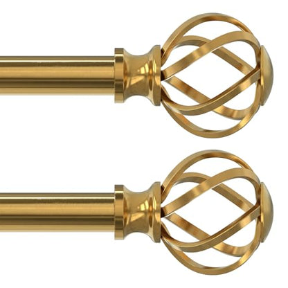 2 Pack Gold Curtain Rod 30-42 Inch, Adjustable Curtain Rods for Windows - color: Brass Gold, size: 30"-42"|2 Pack