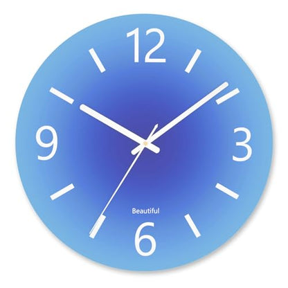 Tempered Glass Large Wall Clock, 14 Inch Decorative Clock - Blue - color: Blue