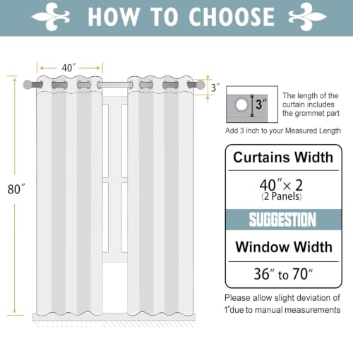 ChrisDowa Natural Blackout Curtains 80 Inches Long 2 Panels for Bedroom - color: Natural, size: 40"W x 80"L (Pack of 2)