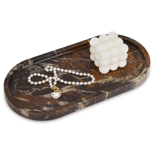 Oval Marble Bathroom Vanity Tray, Black Gold, 12" x 6" x 0.8" - color: Black Gold, size: 5.9" x 0.7" x 11.8"