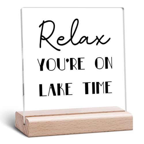 Lake House Desk Decorative Sign for Women Men Lake Lovers Gifts Housewarming Gift for New Home House Gift Lakes Theme Presents for Lakes Lovers Family Friends Acrylic Desk Decor - color: Lake House