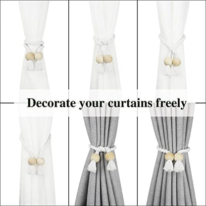 Magnetic Curtain Tiebacks Decorative Tie Back Drapes Holdbacks Nieffeiy - color: White