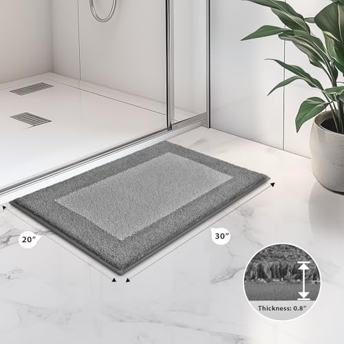 anllugs Bathroom Rugs, 20" x 30" Soft Bath Rugs, Grey & Dark Grey - color: Grey & Dark Grey, size: 20" X 30"